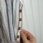 cupio  Striped Linen Blend Wide Leg Jumpsuit Tie Belt L43 Photo 6