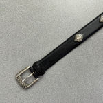 Fossil  Leather Belt Womens Small Black Silver Buckle Medallion Tapered 1in Photo 1