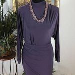 Olive Tree Bodycon Dress Women's Medium Purple Long Sleeve Ruched Stretchy Photo 0