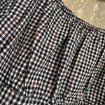 Hollister  Brown Black Gingham Plaid Crop Balloon Sleeve Smocked Top Large Photo 4