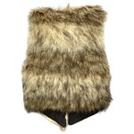 Me Jane  sz M tan & brown BOHO long hair faux fur‎ hook & eye closure V-neck vest Photo 1