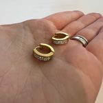 Worn Once Like New Gold Plated Earrings Huggie White Photo 2