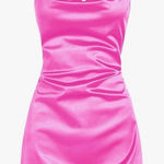 Zaful Hot Pink Cowl Neck Satin Mini Dress Medium Photo 0