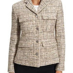 Theory Military Jacket in Mixed Tweed Wheat Multi Button Down Blazer Size 6 Photo 0