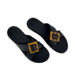 Olukai La‘i Slide Sandals Black with Tortoise Buckle Women’s 8 Photo 2