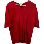 Talbots  Red 100% Cotton Vneck Short Sleeved Sweater‎ L Photo 0