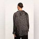 Vince Pomegranate Relaxed Long Sleeve Blouse Satin Black XXL Photo 2