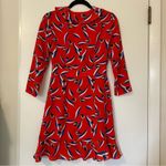 Whistles Women’s Mimi Dress Floral Tulip Silk Ruffle Surplice Size 4 Red Photo 2