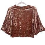 Bershka  womens velvet brown crew neck cropped top size XS Photo 0