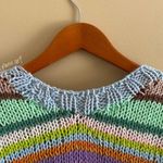hand knit striped funky fun multi colored oversized sweater Blue Size M Photo 15
