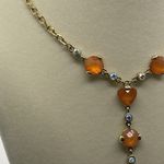 Anne Klein  Vintage Elegant Orange Heart White Stones Gold Tone Necklace … Photo 5