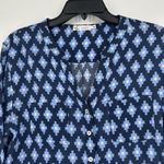 Carve Designs  Organic Cotton Button Up Shirt Blue Boho Roll Tab Sleeves Size M Photo 1