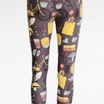 LuLaRoe Taupe Bicycles & Backpacks Novelty Knit Leggings One Size (2-12) Photo 3