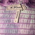 BCBGeneration * Purple Tie-Dye Smocked Cami Ruffle Trim Top Size Medium Photo 3