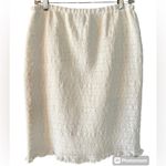 W By Worth Worth Cream Pencil Skirt Stretch 4 Stretch Chiffon Ruffle Hem Lined Classy Retro Photo 0