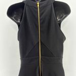 Emerald Sundae Dress Women Junior L Black Mesh Cutout Halter Sexy Swing Gold Zip Photo 3