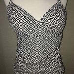 Swim Solutions BLACK/WHITE Diamond Optics Printed Tankini Swim Top size 14 Photo 0