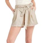 Gap Shorts Women's Size Large Khaki Linen Blend Pockets Belted Casual Summer Photo 0