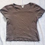 Christopher & Banks Brown Lettuce Hem Crop Top Photo 0