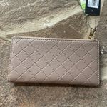 Badgley Mischka Taupe Quilted Cards Wallet vegan leather gold logo hardware Photo 1