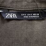 ZARA  Linen‎ Blend Oversize Button Front Ruffle Mini Tunic Dress Small Boho Boxy Photo 2