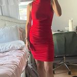 SheIn Mock Neck Ruched Bodycon Dress Photo 3