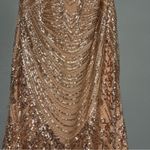 Jump NWT  Apparel Sequin Lace Up Back Spaghetti Strap Formal Gown Champagne Blush Photo 4