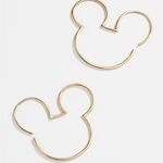 BaubleBar Disney x Mickey Mouse Outline Wire Hoop Earrings Gold | NWT Photo 3