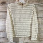 SheIn semi-sheer mock neck soft long sleeve beige top women Size Large Photo 3