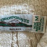 Aran Crafts Natural white merino wool long cardigan sweater cable knit medium Photo 3