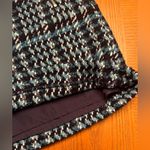 Loft  Navy Blue Wool Blend Houndstooth Tweed Zip Pocket Mini‎ Skirt Size 0 Photo 5