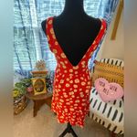 ASOS Women’s Red Floral V-Neck Sleeveless Dress 90’s Daisy Print Sundress Retro Photo 3