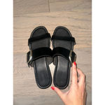 Old Navy  Faux Leather Double Strap Sandals Black Size 8 Photo 2