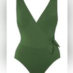 Robin Piccone Ava Sage Green V-Neck Wrap One Piece Swimsuit Size 2 Photo 1