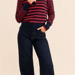Addison Bay NWT  Active Zip Navy and Red Striped Sweater XL Photo 0