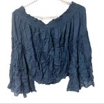 Free People  Size Small Smocked Off Shoulder Free Spirit Bell Sleeve Top‎ Photo 5
