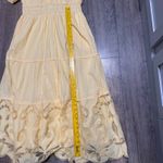 Haute Hippie XL Butter Yellow Tiered Eyelet Maxi Dress Summer V Neck Casual Photo 5