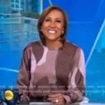 Slate + Willow Blouse Elegant Brown Pink Patterned Balloon Sleeve Top Business Photo 14