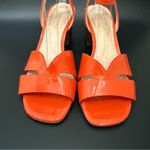 Kate Spade NY “Etta” Orange Patent Leather Block Heel Strappy Sandals Size 6.5 B Photo 2