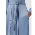 Amour Vert Joyce Satin Belted Shirt Dress in Horizon Light Blue Photo 4