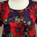 LuLaRoe  Short Sleeve Red Floral Dress Photo 6