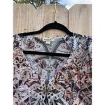 One World One‎ World Top Womens Petite Medium Boho Hippie Flowy Babydoll Short Sleeve fall Photo 2