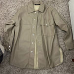 ZARA Tan leather button up shirt Photo 0
