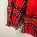 J.Crew Plaid Ruffle Flannel Long Sleeve Cotton Shirt Top Medium Red Holiday Photo 4