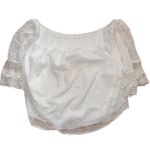 Off the Shoulder Eyelet 3/4 Sleeves Loose Fit Peasant Blouse White Size XL Photo 6