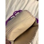 Boho Felt Handbag Small Crossbody Purse Purple Yellow Swirl Fringe Strap Photo 6