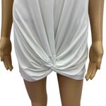Venus White Twisted Knot Front Short Sleeve Pocket Shirt Tunic Top Womens Small Photo 4