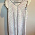 Loft  Multicolored and White Sheath Dress with V-Neck Cap Sleeves Photo 0