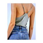 Drape Front Satin Cami V Back Astr The Label Bodysuit Champagne size S Photo 4