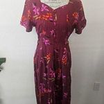 Erika  Dresses Burgundy Red Chiffon Midi Dress Size M Photo 0
